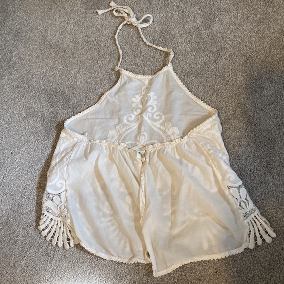 Urban Outfitters White Embroidered Lace Halter Top - Picture 2 of 4